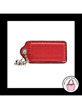 2" Medium COACH Pink Patent Leather Nickel Key Fob Bag Charm Keychain Hang Tag